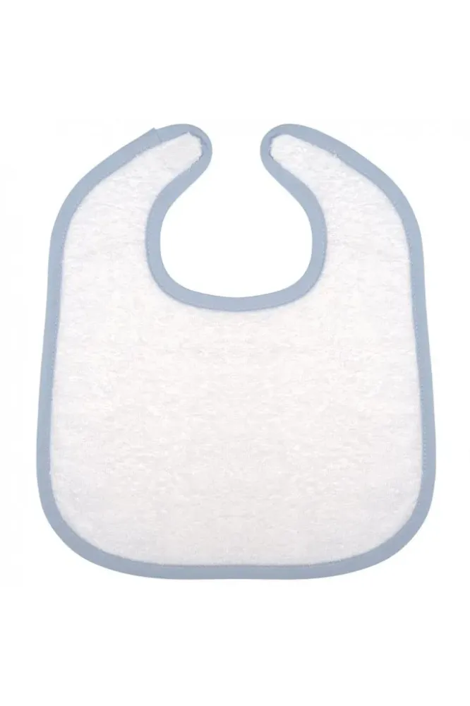 Bavoir éponge blanc liseré bleu
