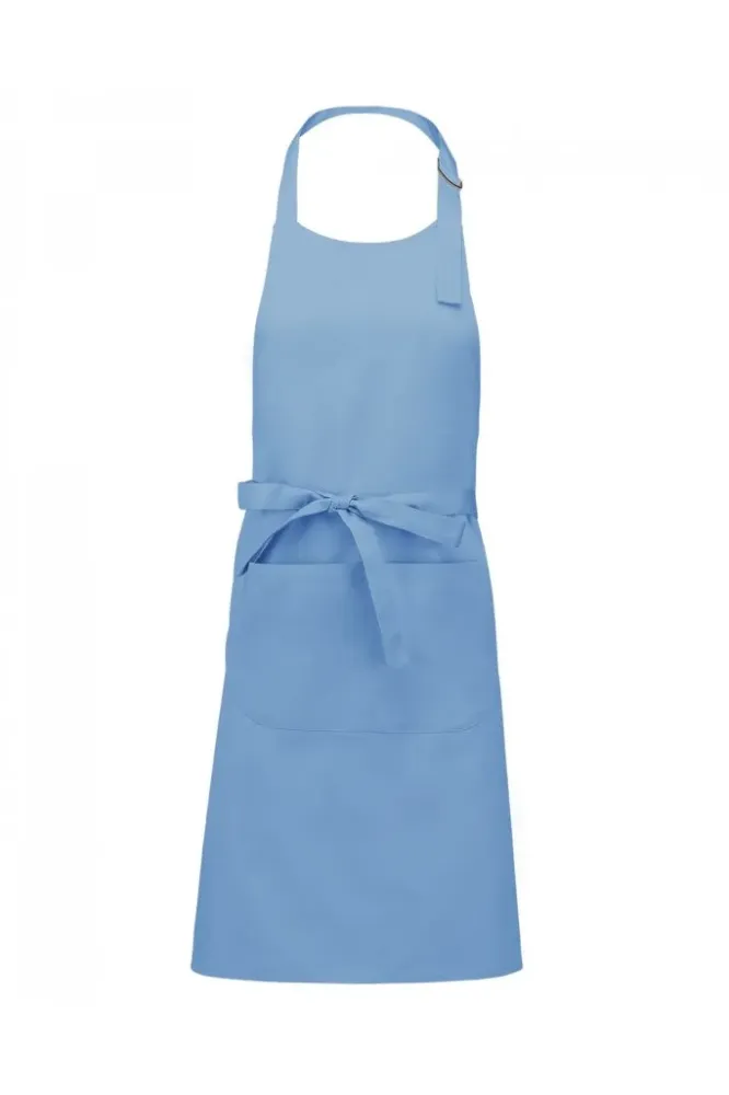Tablier en polycoton avec poche bleu clair