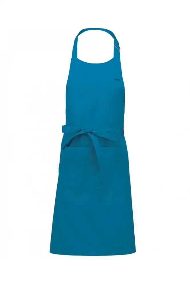 Tablier en polycoton avec poche bleu tropical
