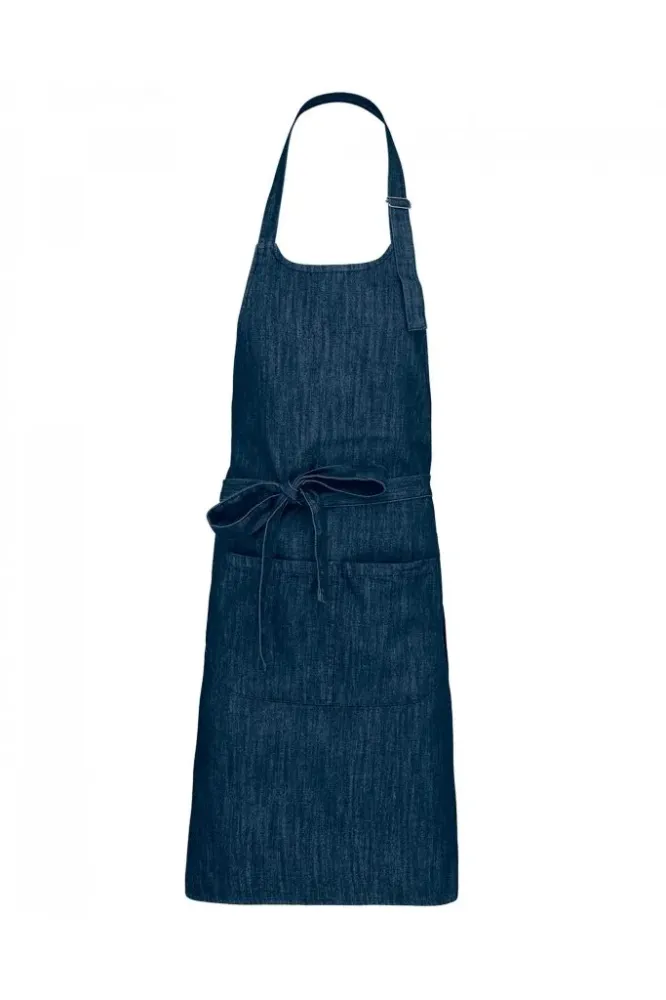 Tablier en polycoton avec poche denim