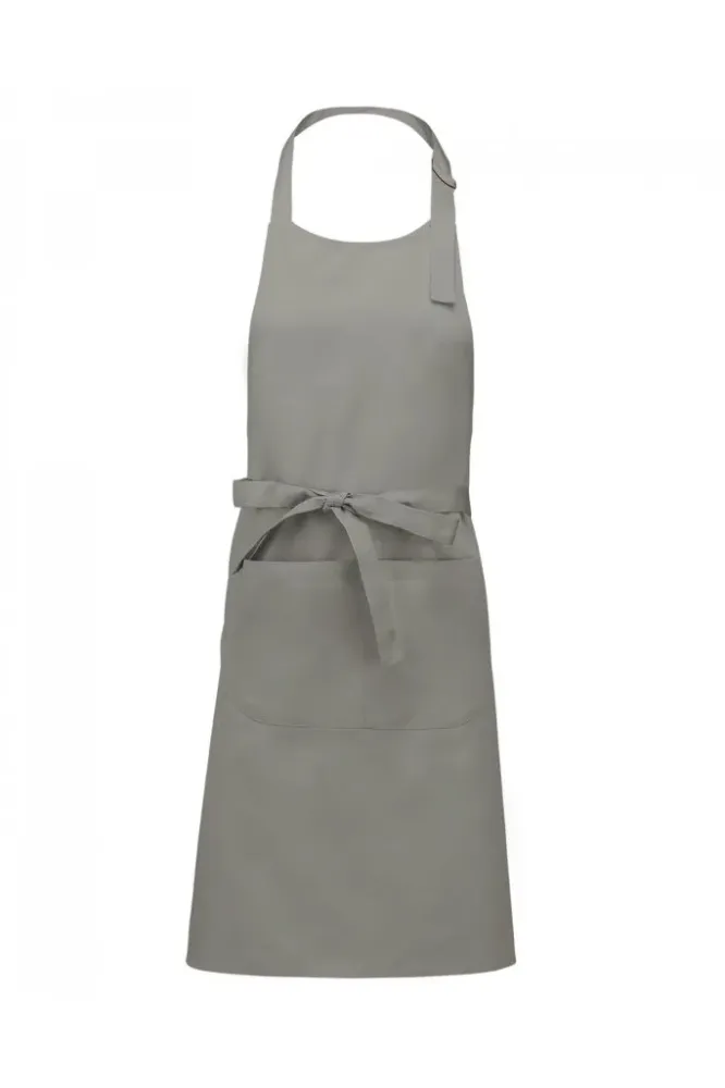Tablier en polycoton avec poche gris clair