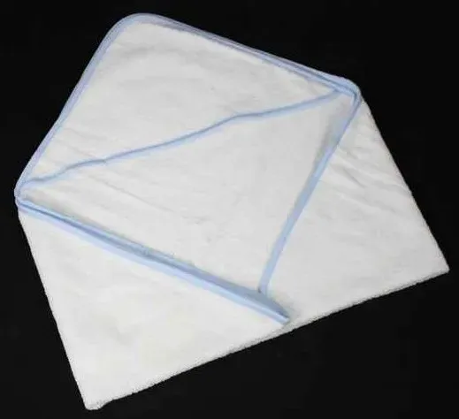 Cape de bain bébé blanc liseré bleu 80x80cm