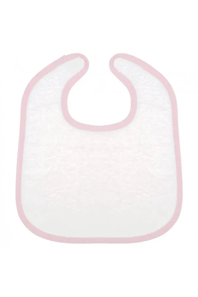 Bavoir éponge blanc liseré rose
