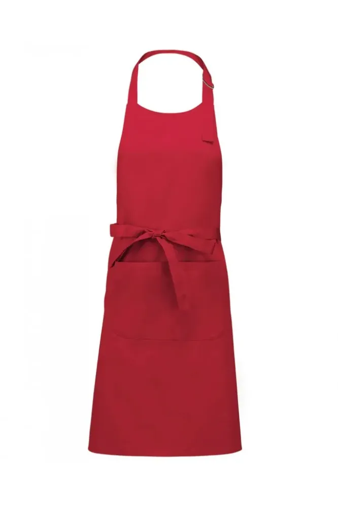 Tablier en polycoton avec poche rouge