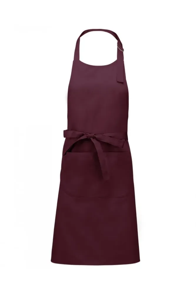 Tablier en polycoton avec poche rouge bordeaux