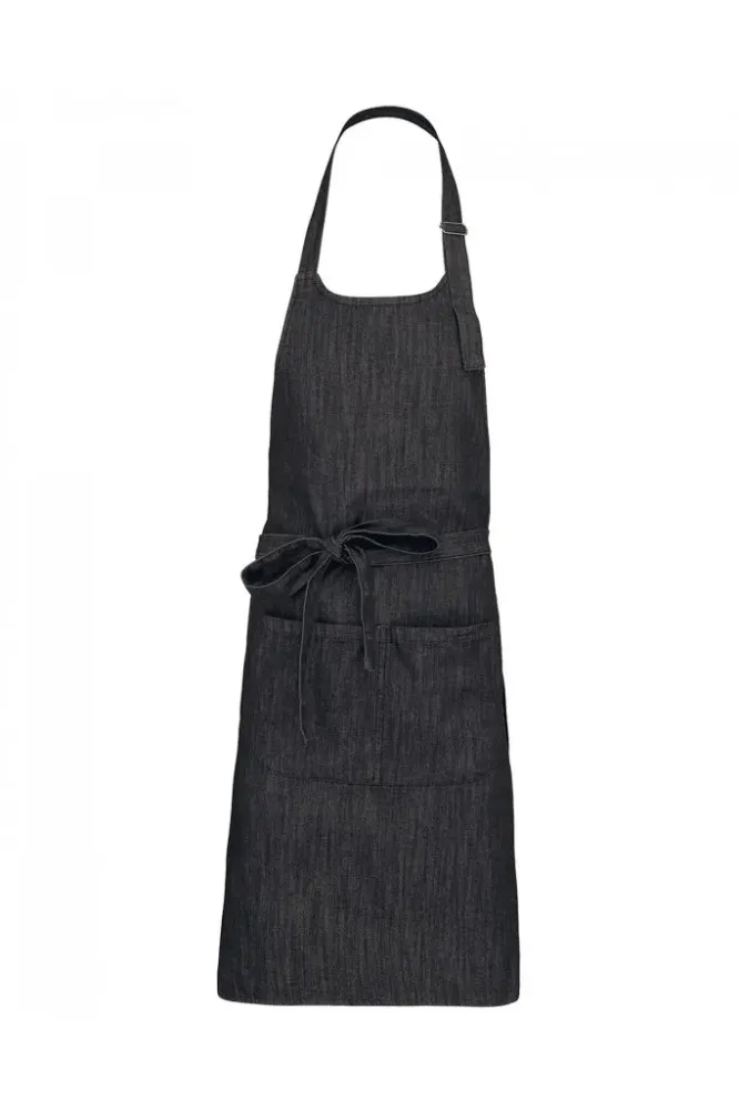 Tablier polycoton avec poche Denim noir